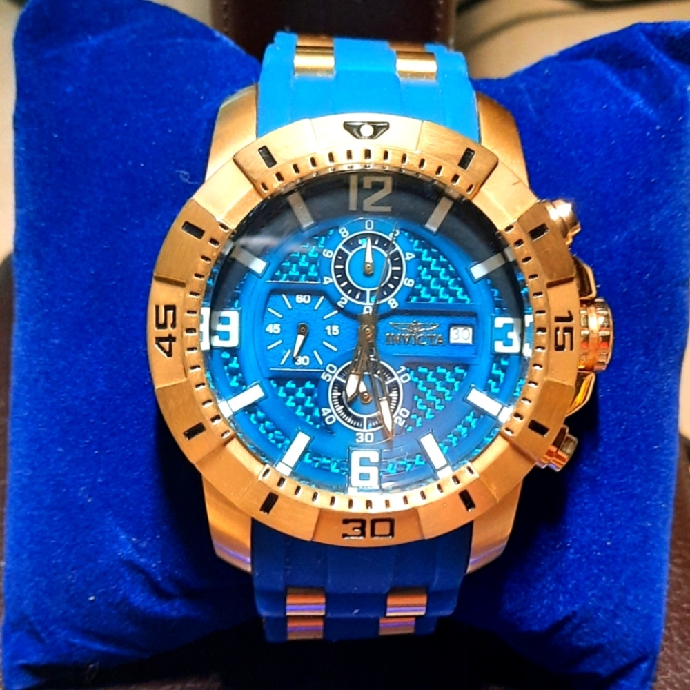 Invicta Pro Diver, 50mm, Blue Dial with Blue Poly Strap- Chronograph